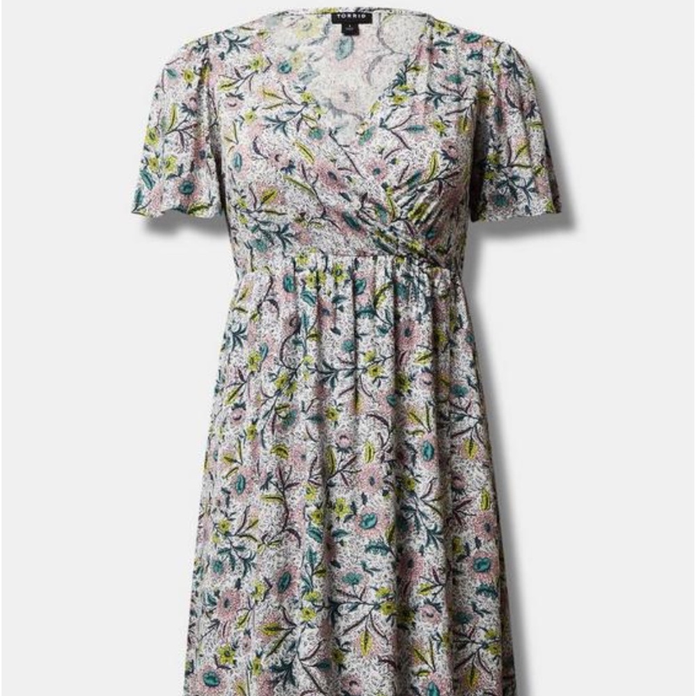 Midi Swiss Dot Flutter Sleeve Wrap Dress